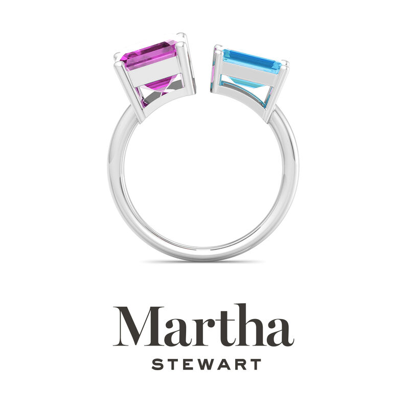 Martha Stewart 4 1/2ctw. Pink Sapphire & Blue Topaz Two Stone Ring In Sterling Silver image number null